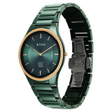 Titan Edge Bicolour Quartz Analog Green Dial Watch For Men - 1696KC10