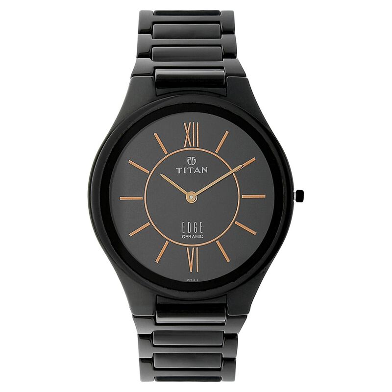 Titan Edge Ceramic Black Dial Analog Ceramic Strap watch for Men 1696NC01 - KRISHNA WATCH COMPANY