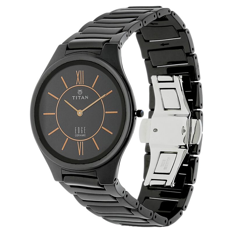 Titan Edge Ceramic Black Dial Analog Ceramic Strap watch for Men 1696NC01