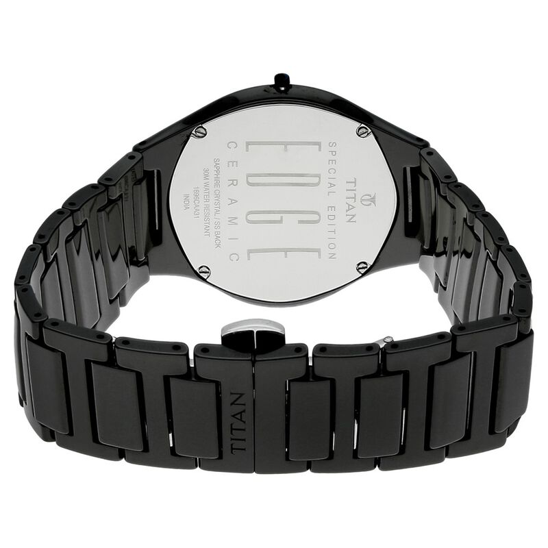 Titan Edge Ceramic Black Dial Analog Ceramic Strap watch for Men 1696NC01 - KRISHNA WATCH COMPANY