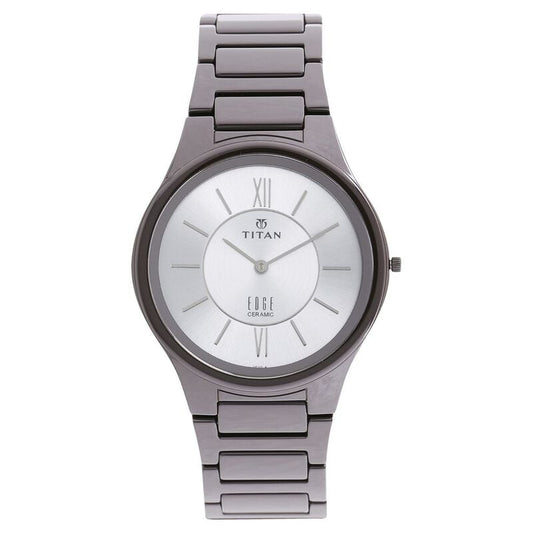 Titan Edge Ceramic Silver Dial Analog Ceramic Strap watch for Men NR1696QC02