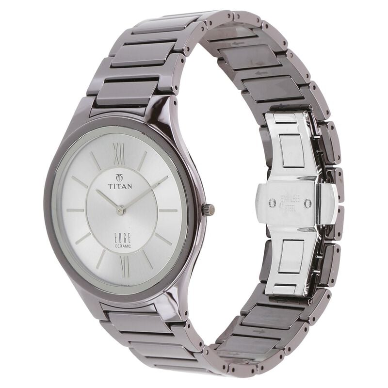 Titan Edge Ceramic Silver Dial Analog Ceramic Strap watch for Men NR1696QC02 - KRISHNA WATCH COMPANY