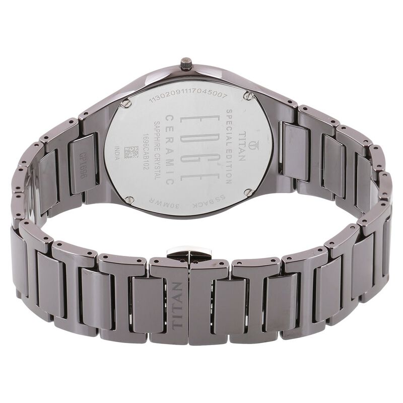 Titan Edge Ceramic Silver Dial Analog Ceramic Strap watch for Men NR1696QC02 - KRISHNA WATCH COMPANY