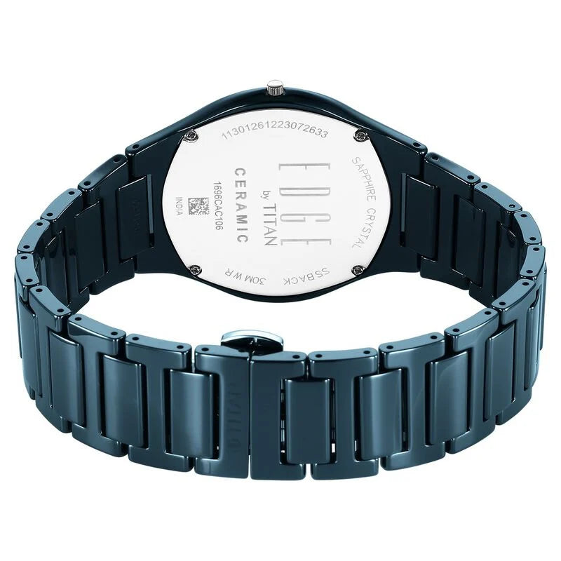 Titan Edge Ceramic Quartz in Atlantic Blue Dial Watch for Men - 1696QC09 - KRISHNA WATCH COMPANY