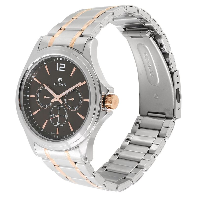 Titan Workwear Quartz Multifunction Brown Dial watch for Men - 1698KM01 - KRISHNA WATCH COMPANY