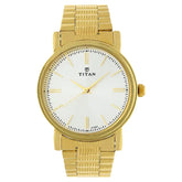 Titan Silver Dial Golden Stainless Steel Strap Watch 1712YM01