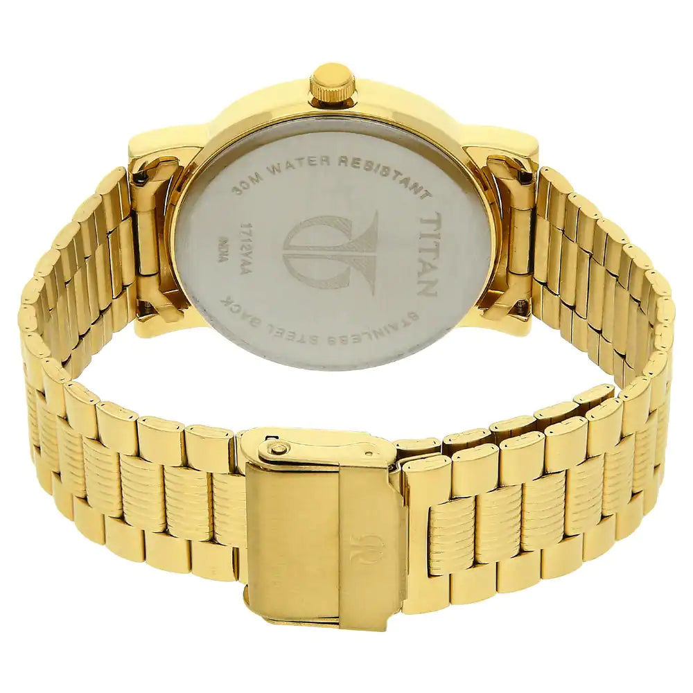 Titan Silver Dial Golden Stainless Steel Strap Watch - 1712YM01 - KRISHNA WATCH COMPANY