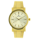 Titan Quartz Analog with Date Champagne Dial Golden Watch For Men - 1712YM03