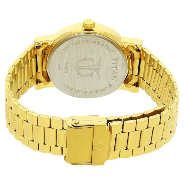 Titan Quartz Analog Golden Watch For Men - 1712YM03 - KRISHNA WATCH COMPANY