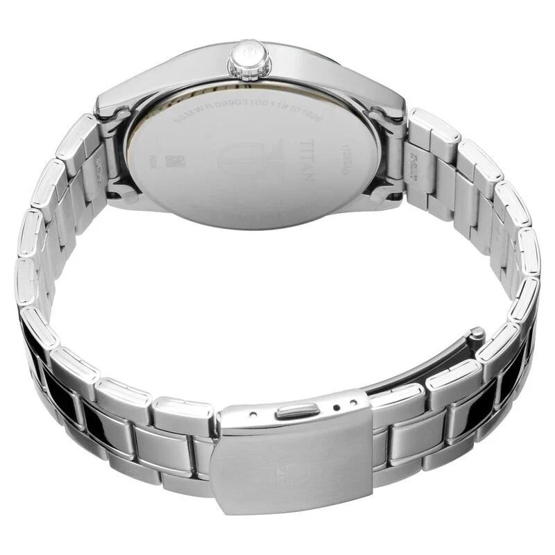 Titan Men's Timeless Charm: Men's Analog Watch with white Dial and Metal Strap 1729SM04 - KRISHNA WATCH COMPANY