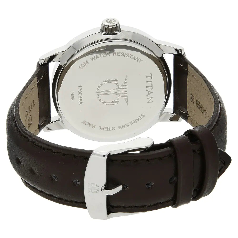 Titan Brown Dial Brown Leather Strap Watch NP1730SL03 (DG339) - KRISHNA WATCH COMPANY