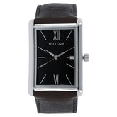 Titan Men's Urban Chic: Modernist Black Dial & Leather Strap Watch / 1731SL01