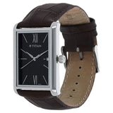 Titan Men's Urban Chic: Modernist Black Dial & Leather Strap Watch / 1731SL01