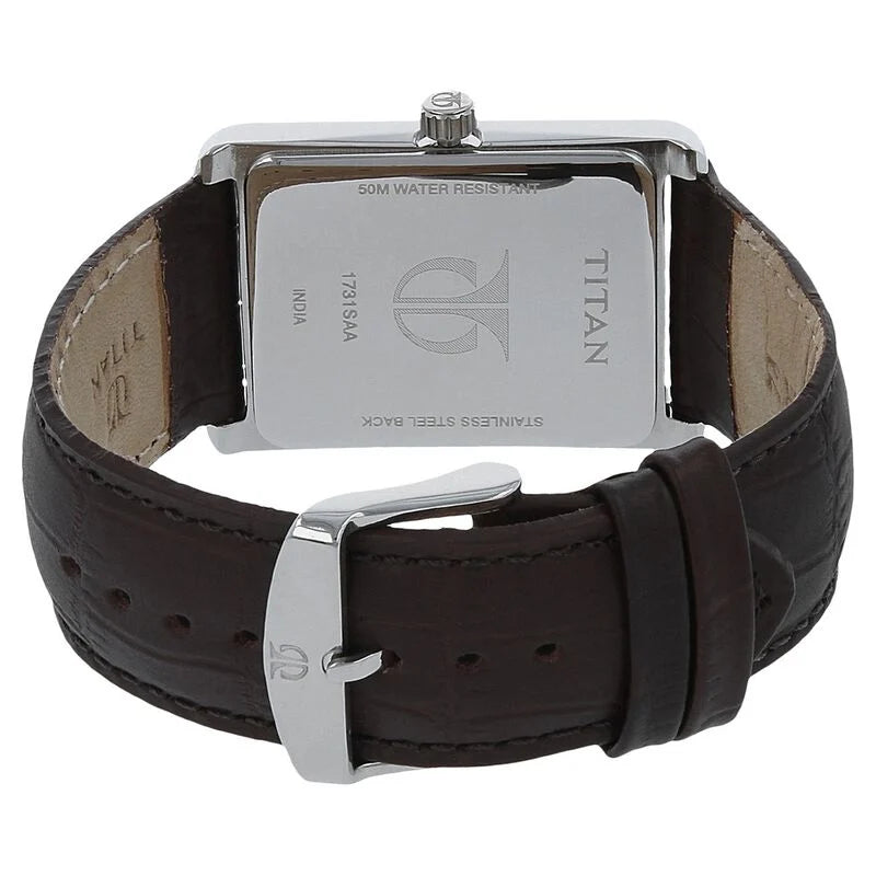 Titan Men's Urban Chic: Modernist Black Dial & Leather Strap Watch / 1731SL01 - KRISHNA WATCH COMPANY