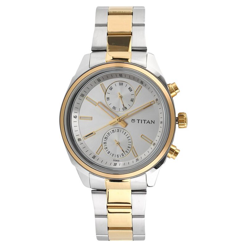 Titan Men's Metropolitan Luxe: Multifunction Silver Dial Watch - 1733BM01 - KRISHNA WATCH COMPANY