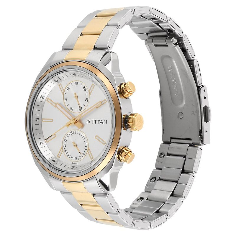 Titan Men's Metropolitan Luxe: Multifunction Silver Dial Watch - 1733BM01 - KRISHNA WATCH COMPANY