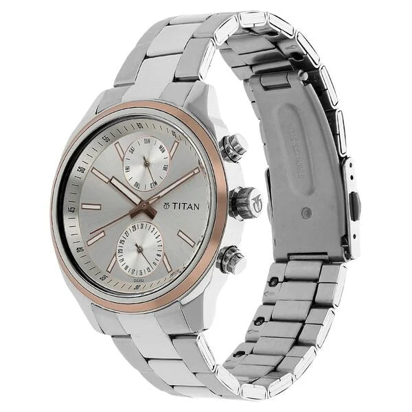 Titan Workwear Quartz Multifunction Silver Dial Watch for Men - 1733KM02 - KRISHNA WATCH COMPANY
