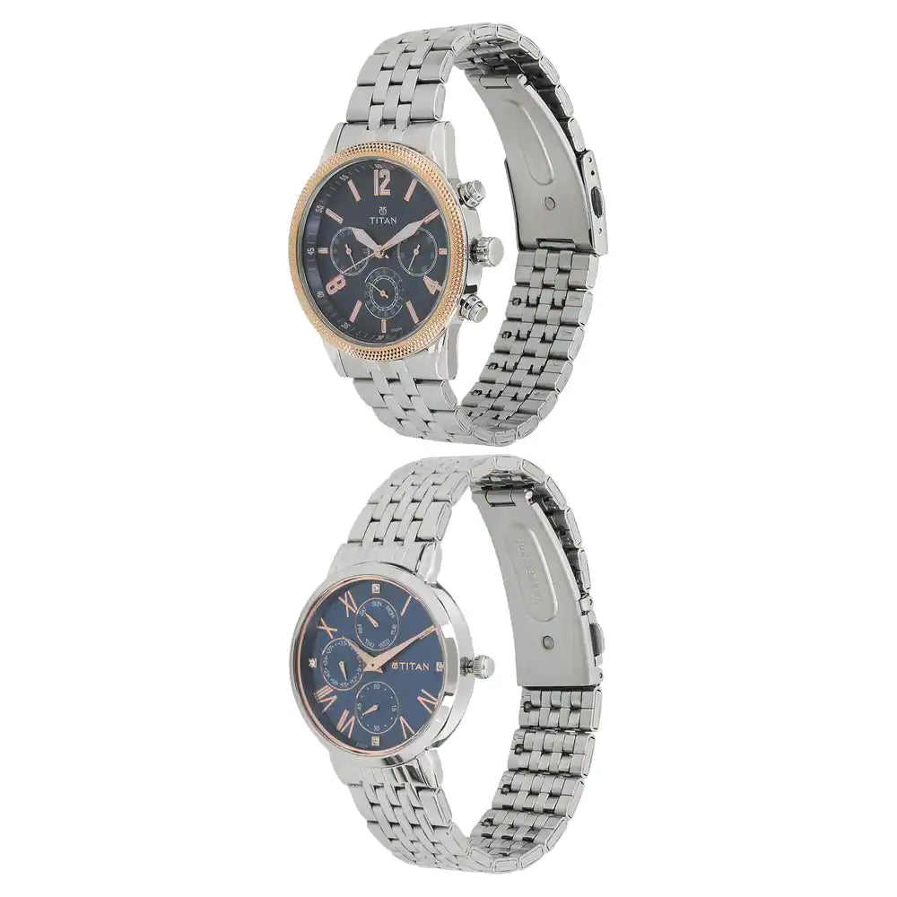 Titan Bandhan Blue Dial Stainless Steel Strap Watches 17342569KM01 - KRISHNA WATCH COMPANY