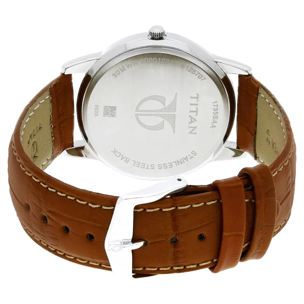 Titan Karishma Silver Dial Analog Leather Strap watch for Men 1735sl01 - KRISHNA WATCH COMPANY
