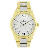 Titan Quartz Analog White Dial Stainless Steel Strap Watch for Men - 1739BM01