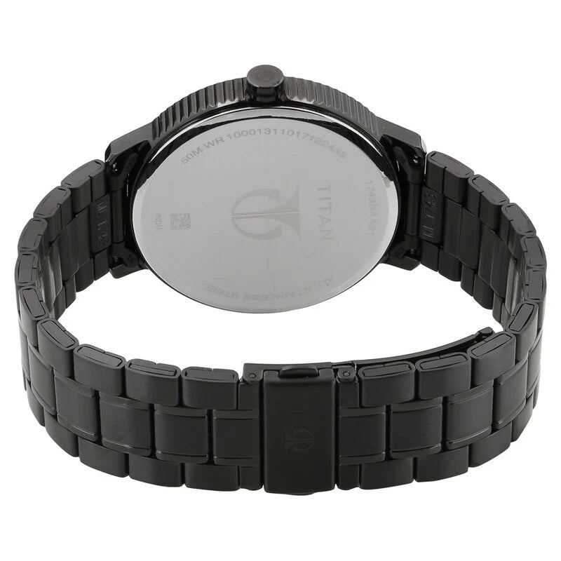 Titan Regalia Baron Black Dial Analog with Day and Date Stainless Steel Strap Watch for Men 1743NM01 - KRISHNA WATCH COMPANY