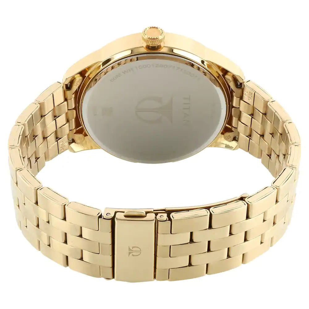 Titan Silver Dial Golden Stainless Steel Strap Watch NP1752YM01 (DG778) - KRISHNA WATCH COMPANY