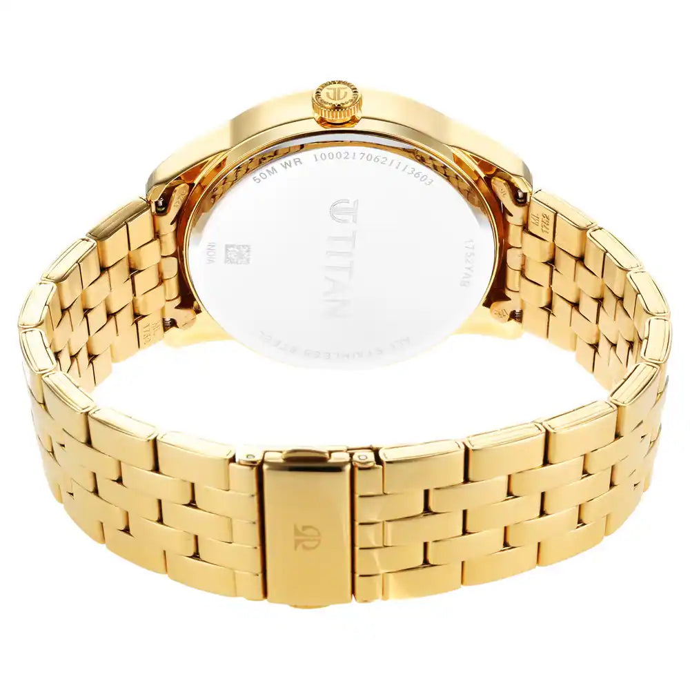Titan Regalia Opulent Champagne Dial Golden Stainless Steel Strap Watch 1752YM03 - KRISHNA WATCH COMPANY