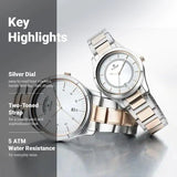 Titan Bandhan Quartz Analog with Day and Date Silver Dial Stainless Steel Strap Watch for Couple 17672596KM01