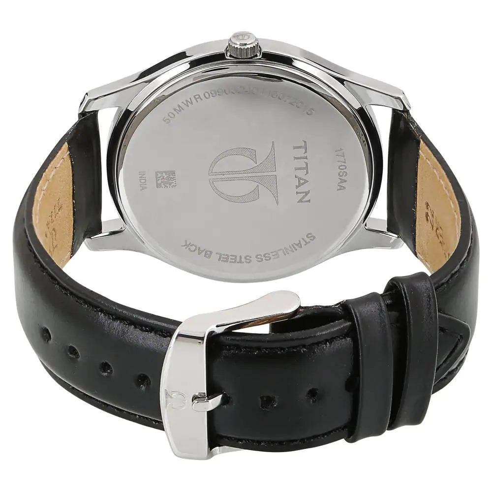 Titan Workwear Watch with Black Dial & Leather Strap NN1770SL02 (DH331) - KRISHNA WATCH COMPANY