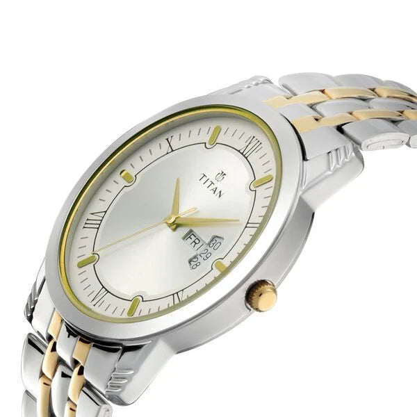 Titan Bandhan Quartz Analog with Day and Date Silver Dial Stainless Steel Strap Watch for Couple 17742565bm01 - KRISHNA WATCH COMPANY