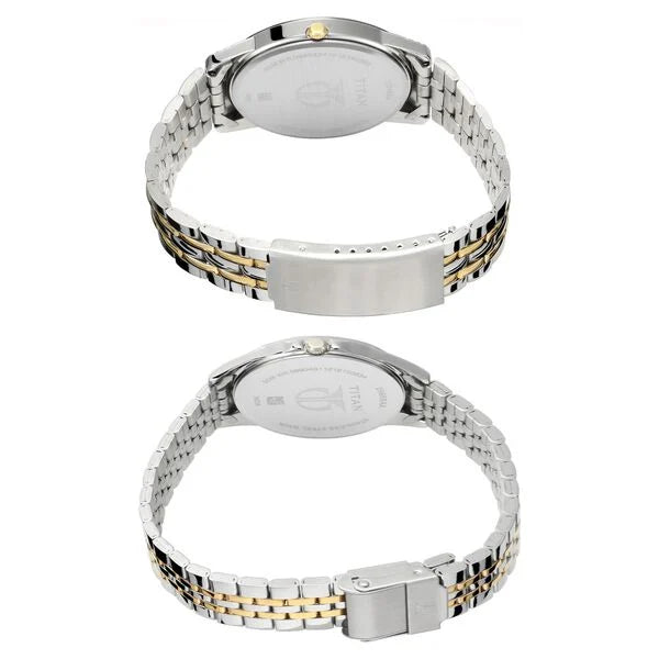 Titan Bandhan Quartz Analog with Day and Date Silver Dial Stainless Steel Strap Watch for Couple 17742565bm01 - KRISHNA WATCH COMPANY