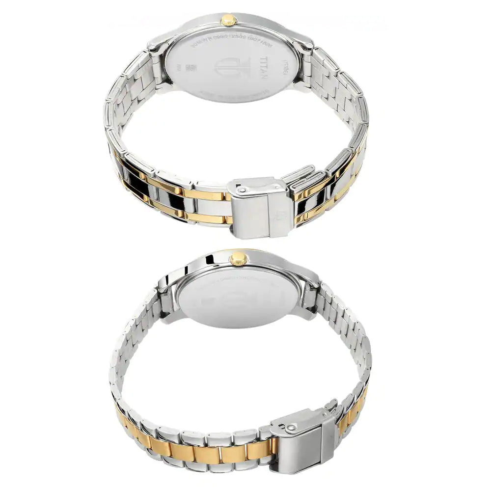 Titan Bandhan Silver White Dial Stainless Steel Pair Watch 17752481BM01 - KRISHNA WATCH COMPANY