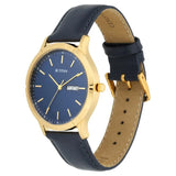 Titan Lagan Blue Dial Analog with Day and Date Leather Strap Watch for Men 1775YL02