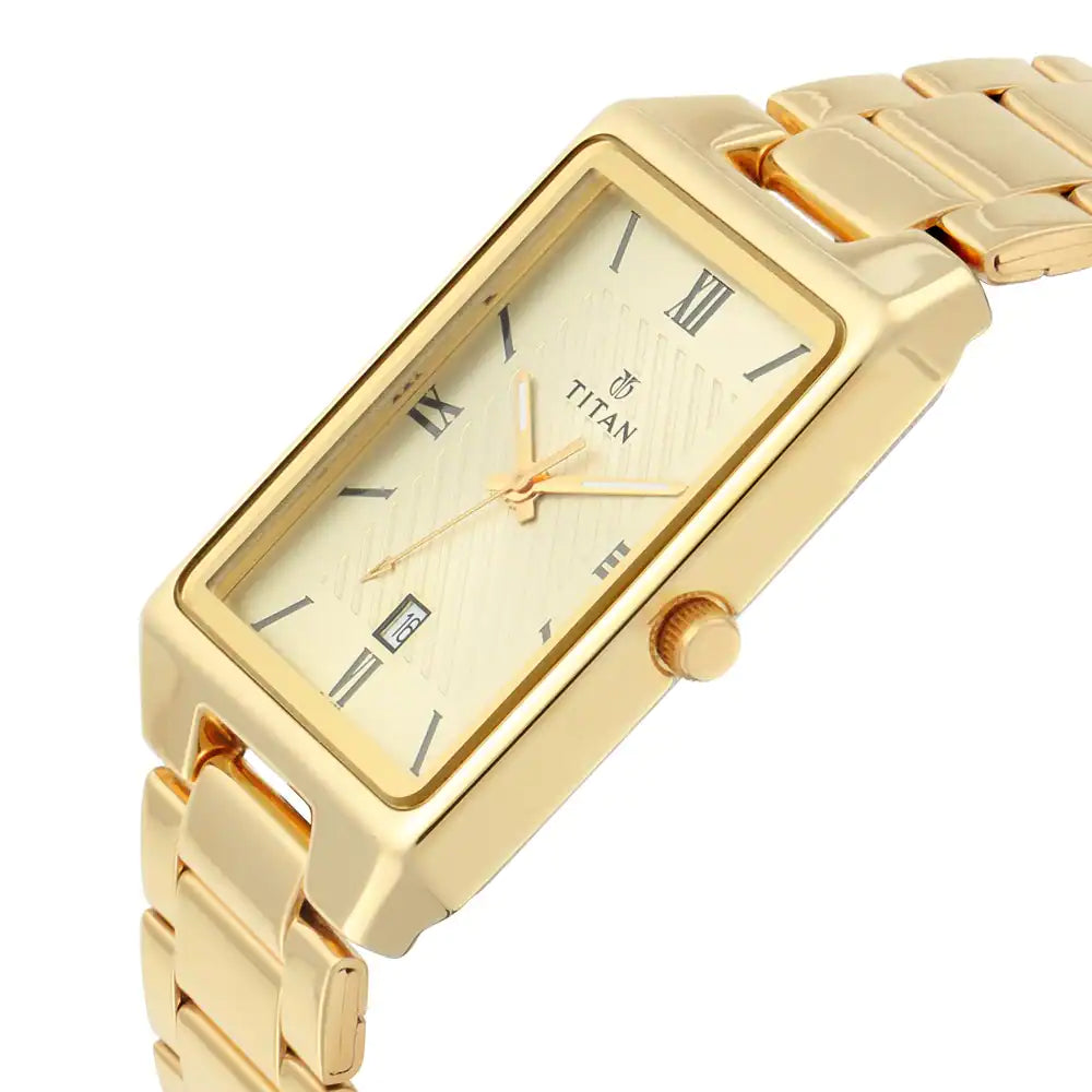 Titan Champagne Dial Stainless Steel Strap Watch NL1777YM02 (DJ473) - KRISHNA WATCH COMPANY