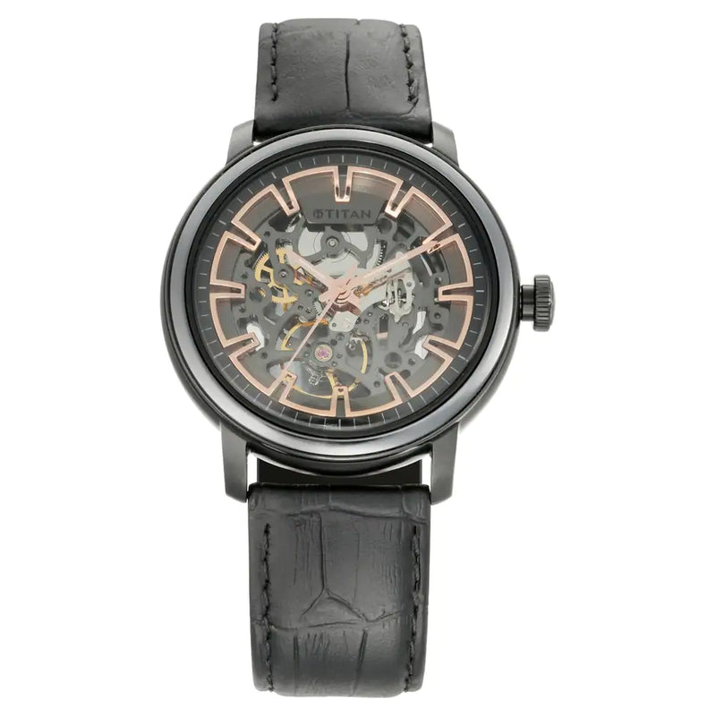TITAN Skeletal Hand Wound Watch with Black Dial & Ceramic Bezel 1797KL03F(DH996) - KRISHNA WATCH COMPANY