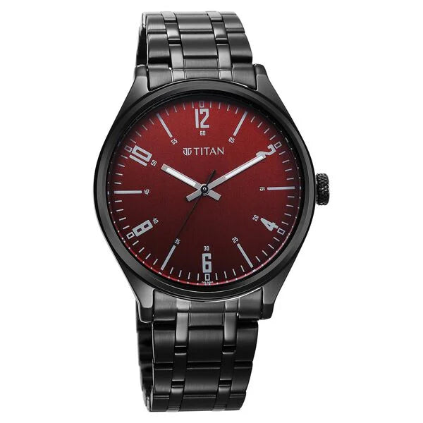 Titan Wrist Wit Quartz Analog Brown Dial Stainless Steel Strap Watch for Men 1802NM02