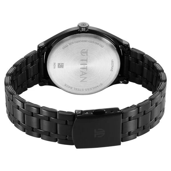 Titan Wrist Wit Quartz Analog Brown Dial Stainless Steel Strap Watch for Men 1802NM02