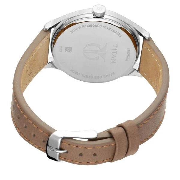 Titan Men's Urban Edge Lustrous Silver Dial Leather Watch 1802sl01 - KRISHNA WATCH COMPANY