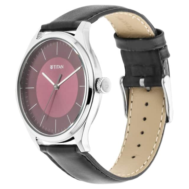 TITAN Workwear Watch with Maroon Dial - 1802SL05 - KRISHNA WATCH COMPANY