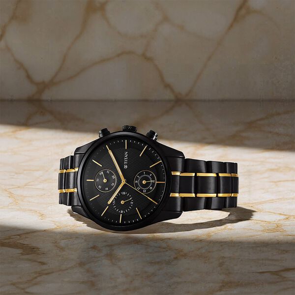 Titan Quartz Analog with Day and Date Black Dial Watch for Men - 1805KM06 - KRISHNA WATCH COMPANY