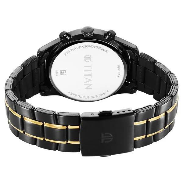 Titan Quartz Analog with Day and Date Black Dial Watch for Men - 1805KM06 - KRISHNA WATCH COMPANY