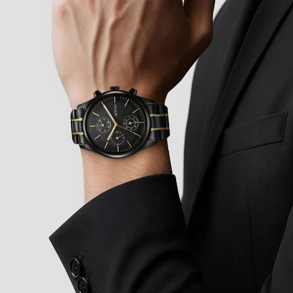 Titan Quartz Analog with Day and Date Black Dial Watch for Men - 1805KM06 - KRISHNA WATCH COMPANY