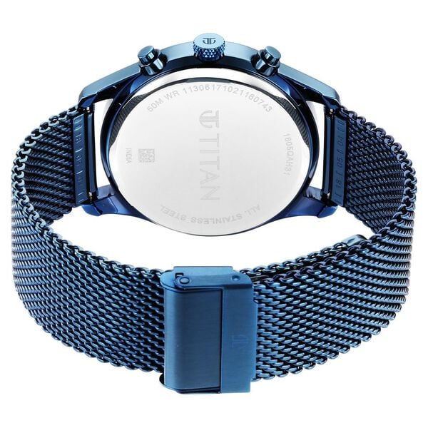 TITAN Neo Splash Blue Dial Stainless Steel Strap Watch - 1805QM02 - KRISHNA WATCH COMPANY