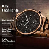 Titan Neo Splash Quartz Multifunction Black Dial Stainless Steel Strap Watch for Men 1805QM04