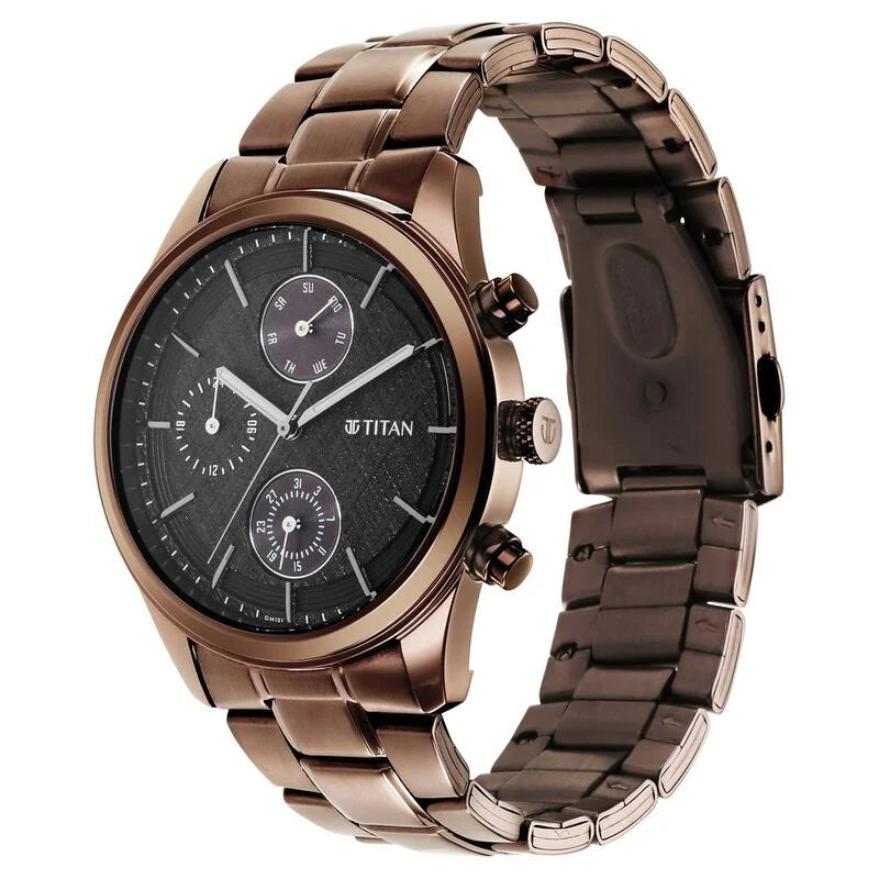 Titan Neo Splash Quartz Multifunction Black Dial Watch for Men - 1805QM04 - KRISHNA WATCH COMPANY