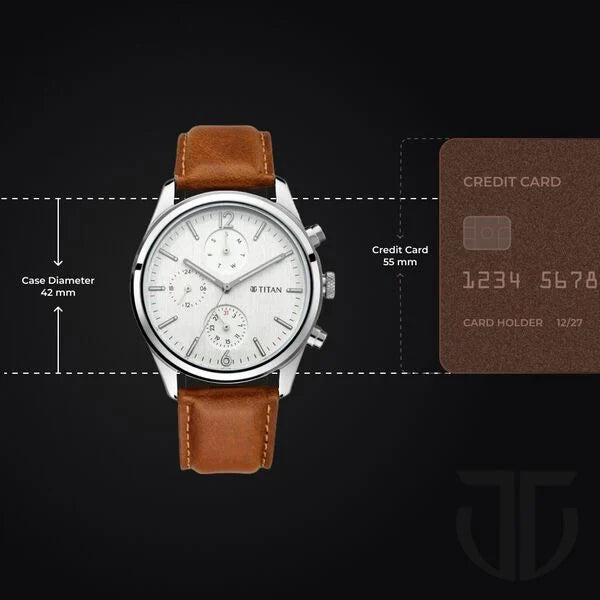 TITAN Workwear Watch with White Dial & Leather Strap - 1805SL04 - KRISHNA WATCH COMPANY