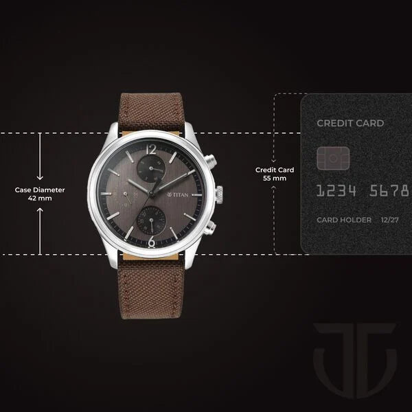 Titan Wrist Wit Quartz Analog with Day and Date Brown Dial Leather Strap Watch for Men 1805SL12 - KRISHNA WATCH COMPANY