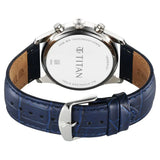 Titan Regalia Opulent Quartz Analog with Day and Date Blue Dial Blue Leather Strap Watch for Men 1805SL13