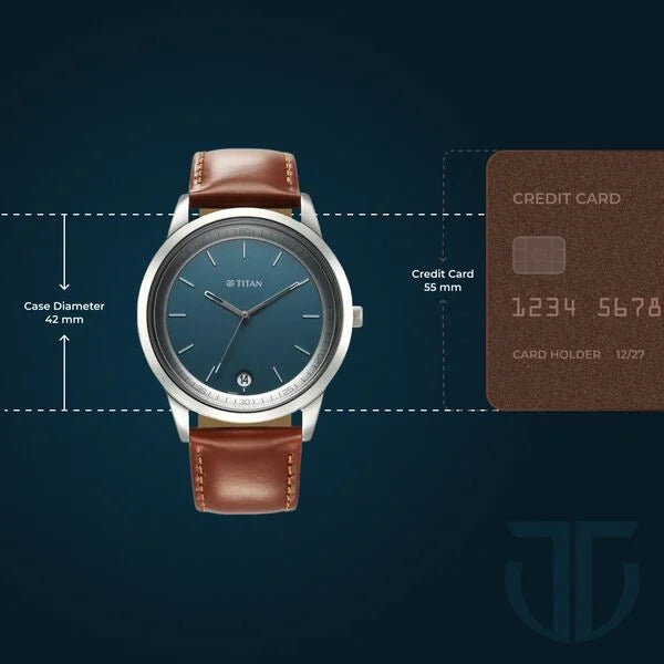 Titan Wrist Wit Quartz Analog with Date Blue Dial Leather Strap Watch for Men 1806SL12 - KRISHNA WATCH COMPANY