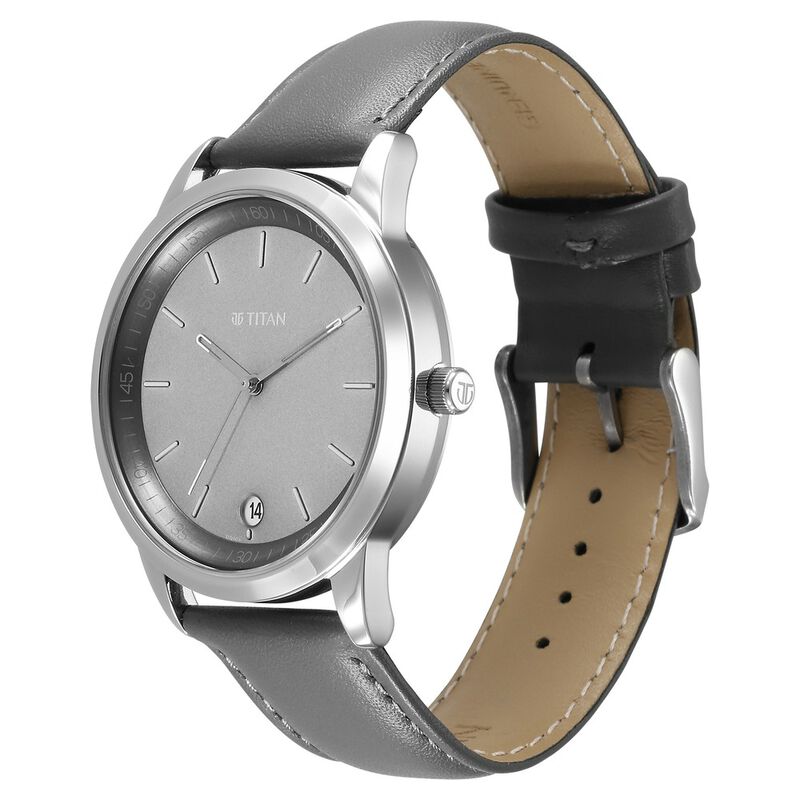 Titan Wrist Wit Quartz Analog with Date Grey Dial Leather Strap Watch for Men 1806SL13 - KRISHNA WATCH COMPANY